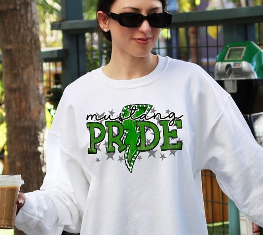 Mustang Pride Green DTF Transfer Design Bev