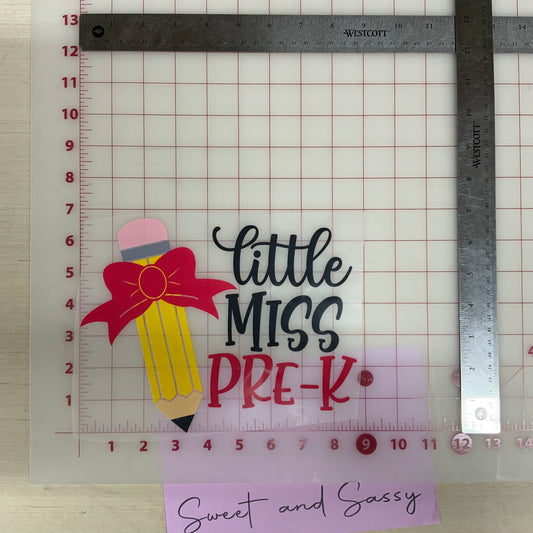 Little Miss Pre K DTF Transfer Design