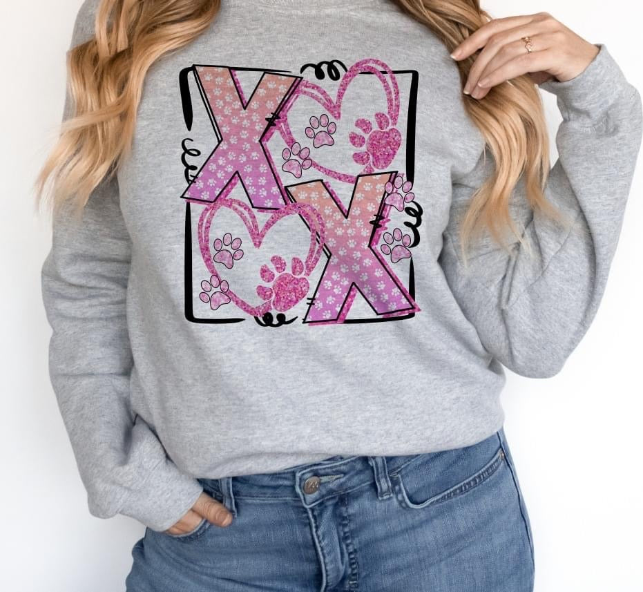 XOXO paw prints DTF Transfer Design