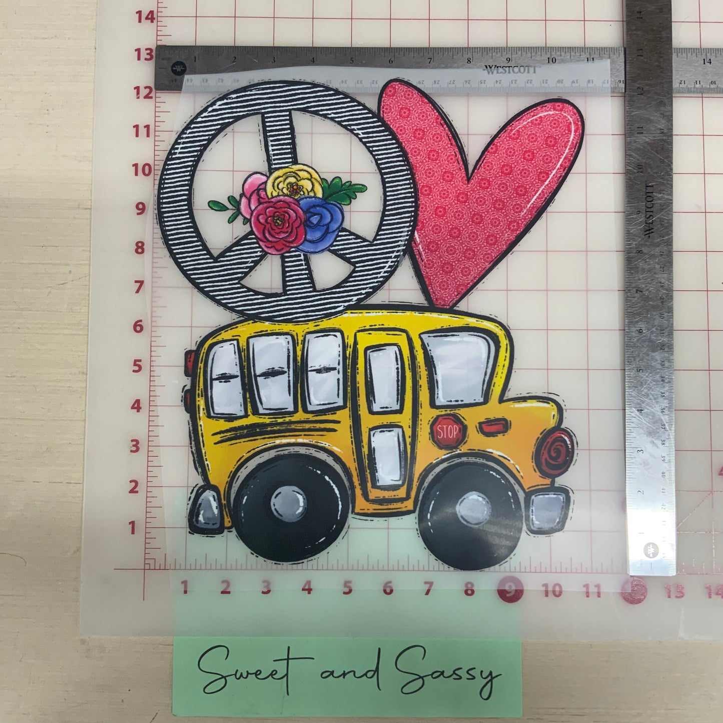 Peace Love Schoolbus" DTF Transfer Design