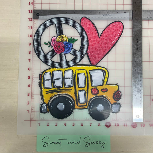 Peace Love Schoolbus" DTF Transfer Design