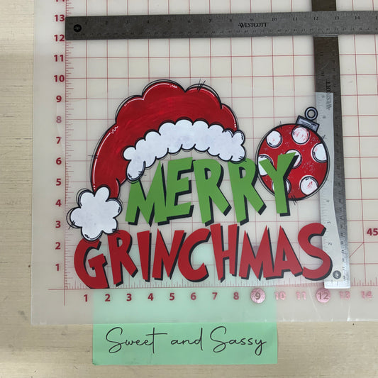 Merry Grinchmas with Hat and Ornament DTF Transfer Design