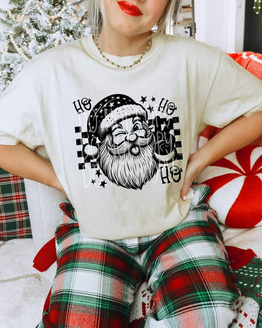 Santa Ho ho ho black color DTF Transfer Design