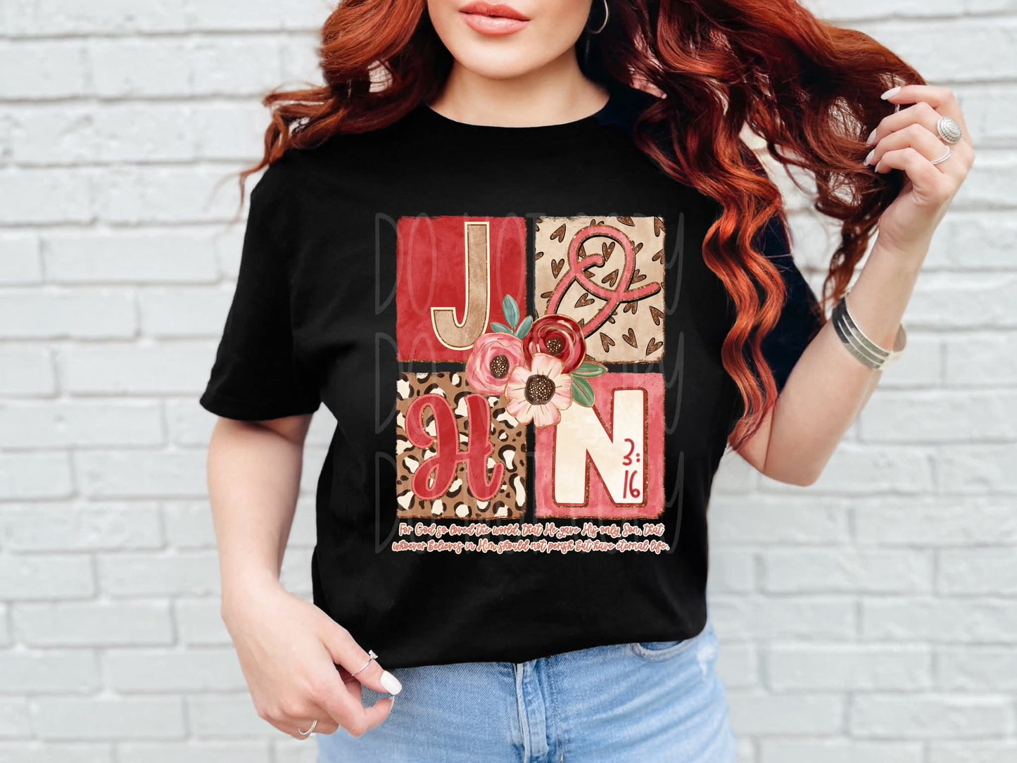 John 3:16 Floral DTF Transfer Design