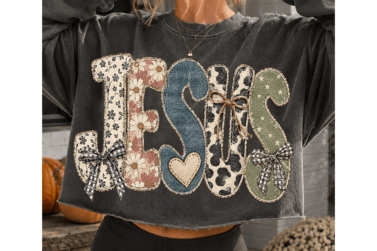 Faux Yarn Jesus Fall Png, Christian Faith Png DTF Transfer Design