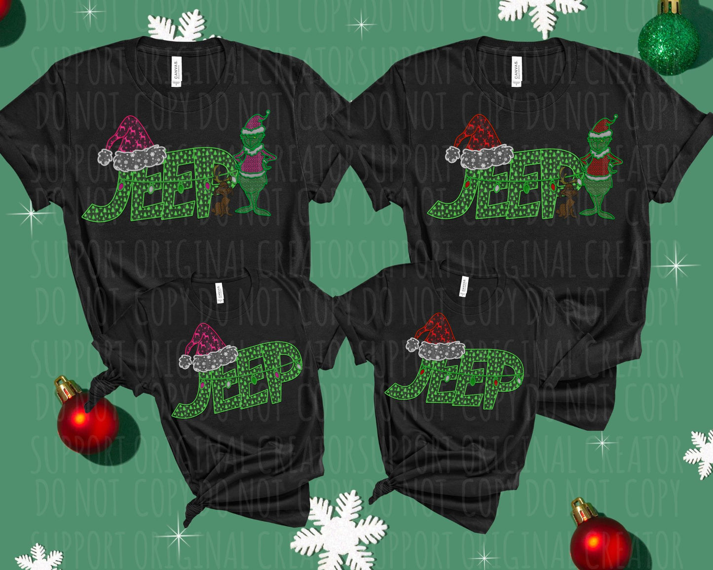 Lace Jeep with santa hat DTF Transfer Design SS