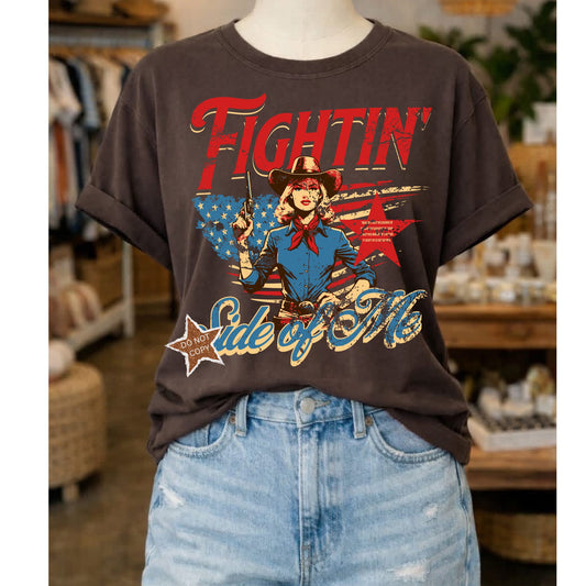 Fightin Side of Me Cowgirl  DTF Transfer Design
