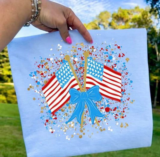 Firecracker bow flags paint splatter png DTF Transfer design
