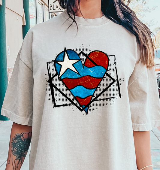 Flag Heart frame dots DTF Transfer Design