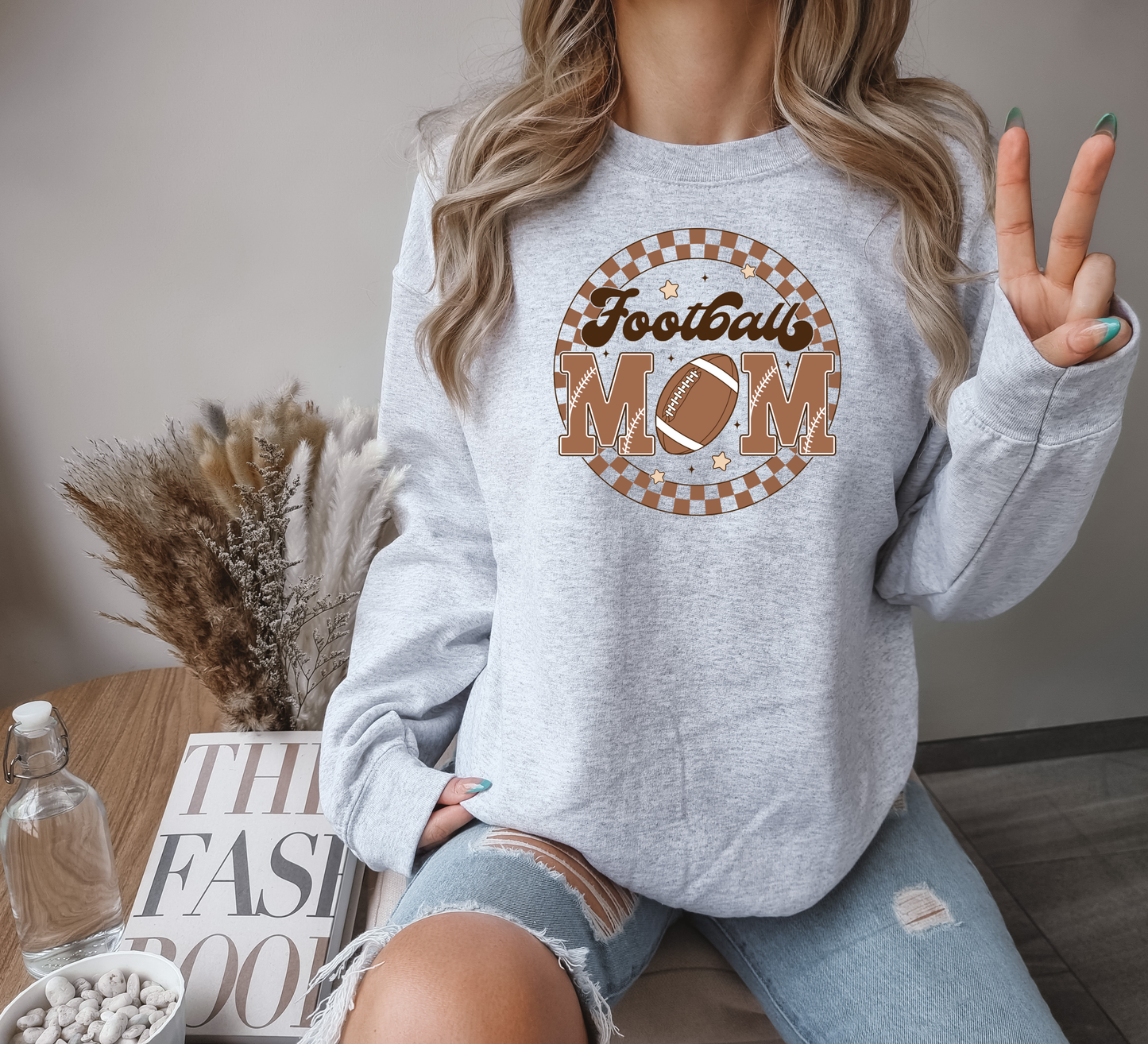 Football Mom Checkered DTF Transfer Design