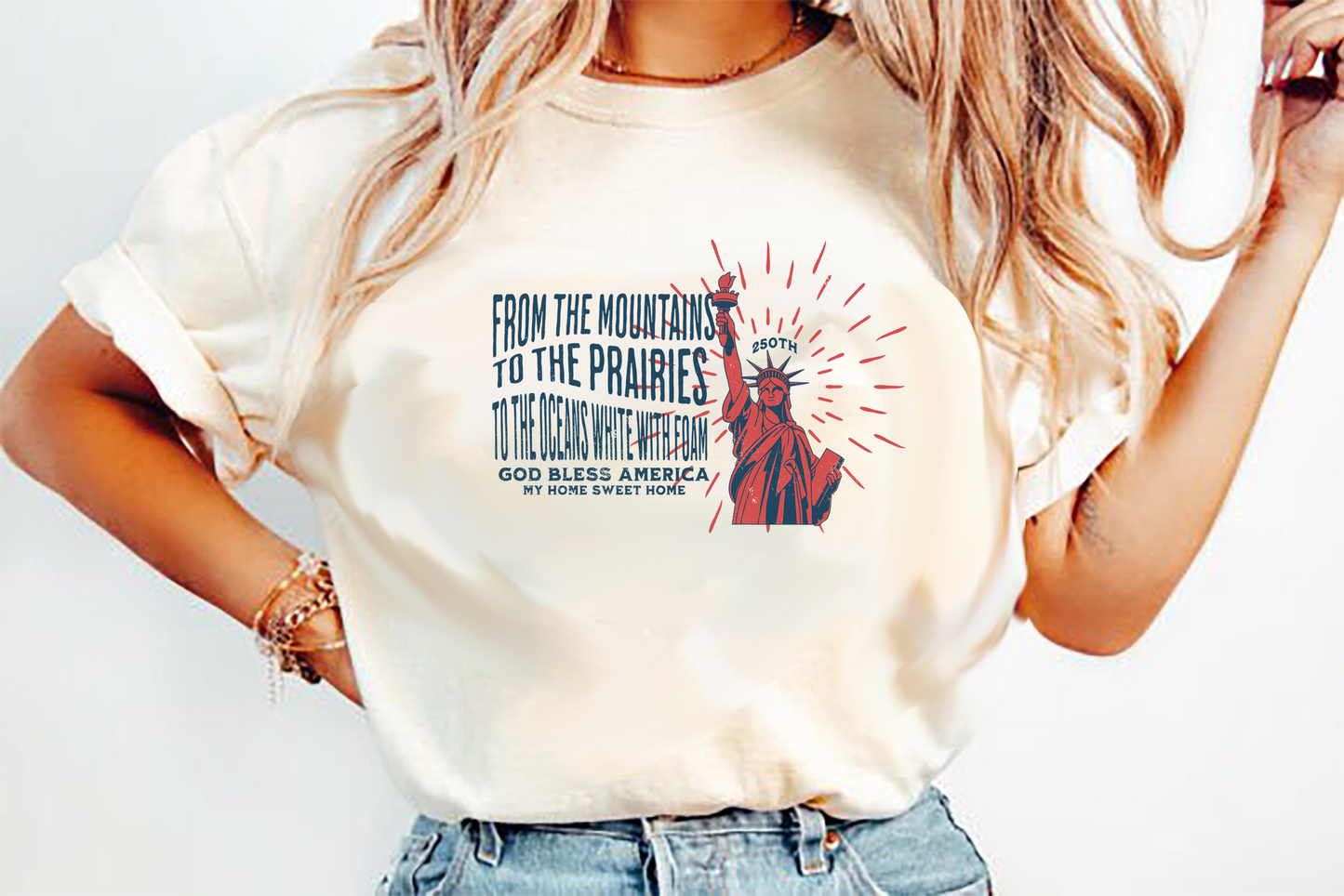 From the Mountains to the Praires God Bless America DTF Transfer design