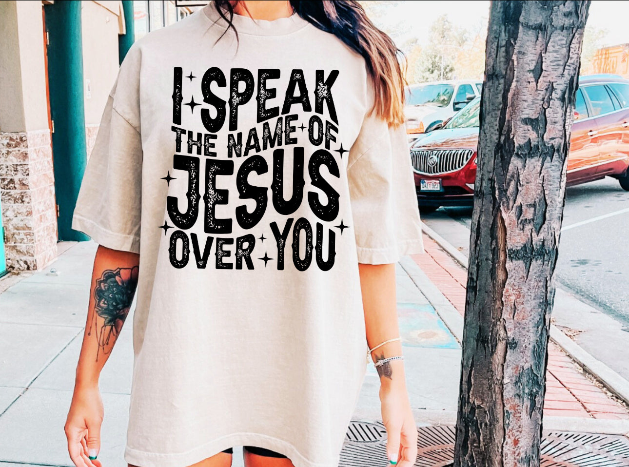 I Speak The Name Of Jesus Over You DTF Transfer Design