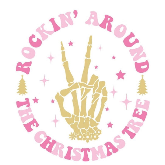 "Rockin Around the Christmas Tree Pink" DTF Transfer Design