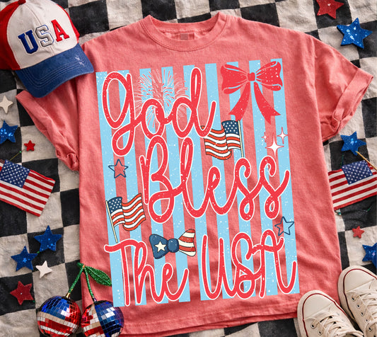 GOD BLESS THE USA stripes  DTF Transfer design