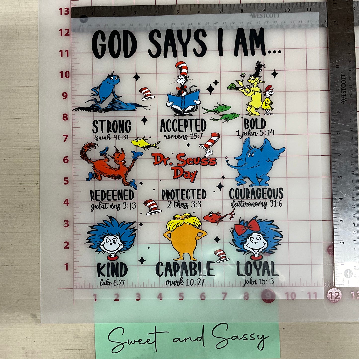 GOD SAYS I AM DR SEUSS DTF Transfer Design