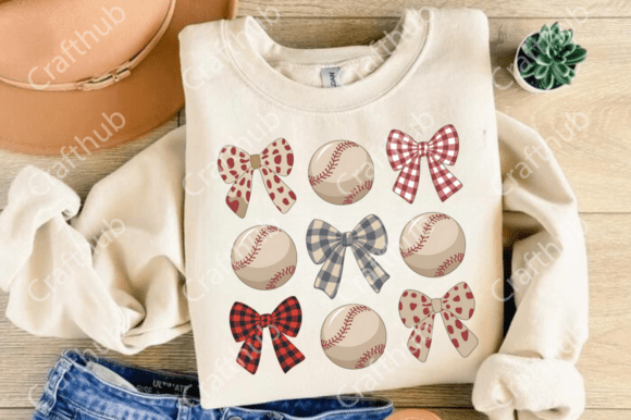 Game Day Baseball and Bows DTF Transfer Design CF