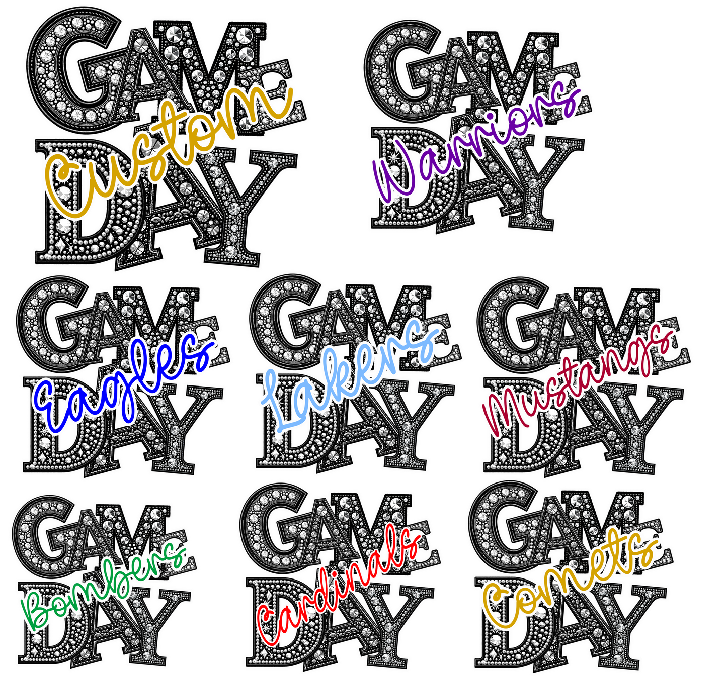 Custom Game Day Rhinestone MOCKUP Only