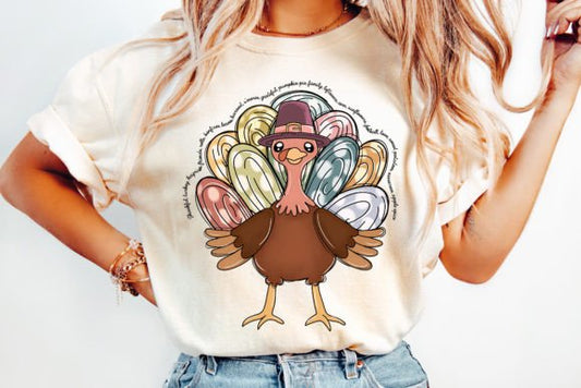 Thanksgiving Turkey with words DTF Transfer Design