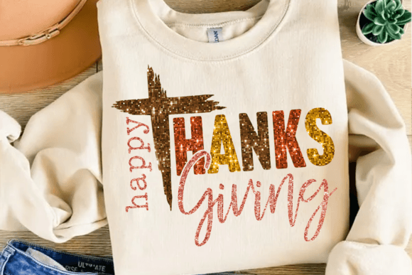 Happy Thanksgiving glitter DTF Transfer Design