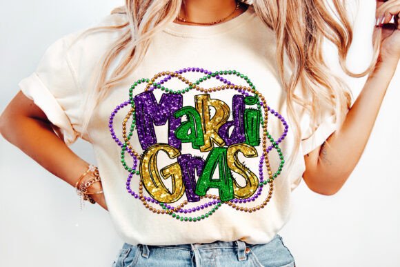 Mardi gras beads DTF Transfer Design