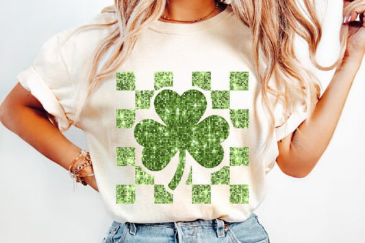 Glitter St. Patrick Shamrock DTF Transfer Design CF