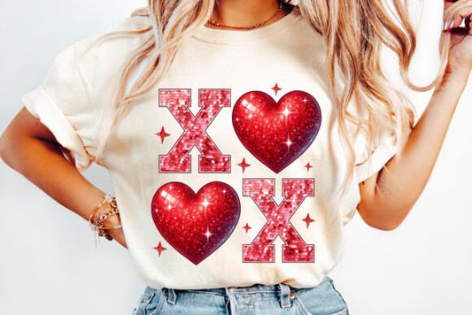 XOXO stacked glitter DTF Transfer Design CF