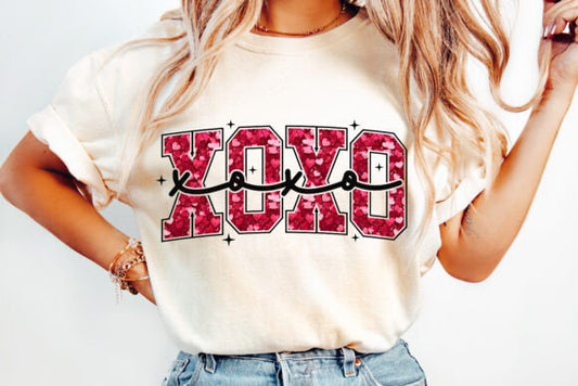 XOXO red sequins DTF Transfer Design CF