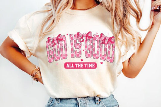 God is Good all the Time Pink DTF Transfer Design