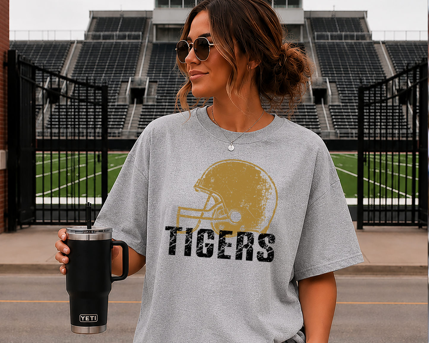 Mascot Grunge distressed football helmet DTF Transfer