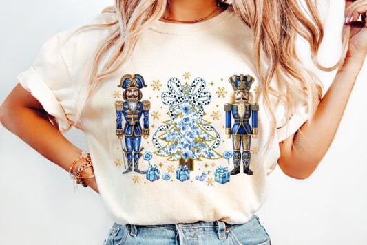 grand millennial Blue nutcracker DTF Transfer Design