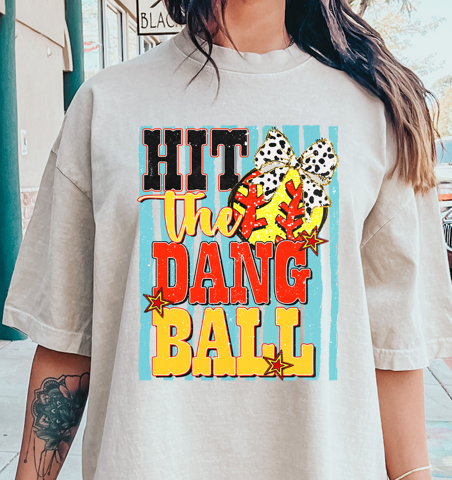 HIT THE DANG BALL softball  DTF Transfer Design