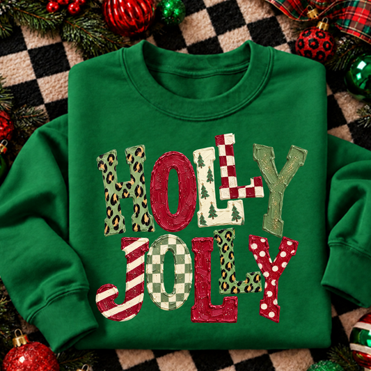 HOLLY JOLLY painted DTF Transfer Design