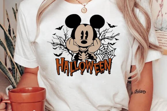 Happy Halloween Skeleton Spooky mouse DTF Transfer Design