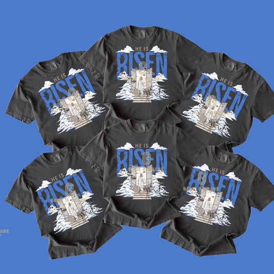 He is Risen walking into gates DTF Transfer Design