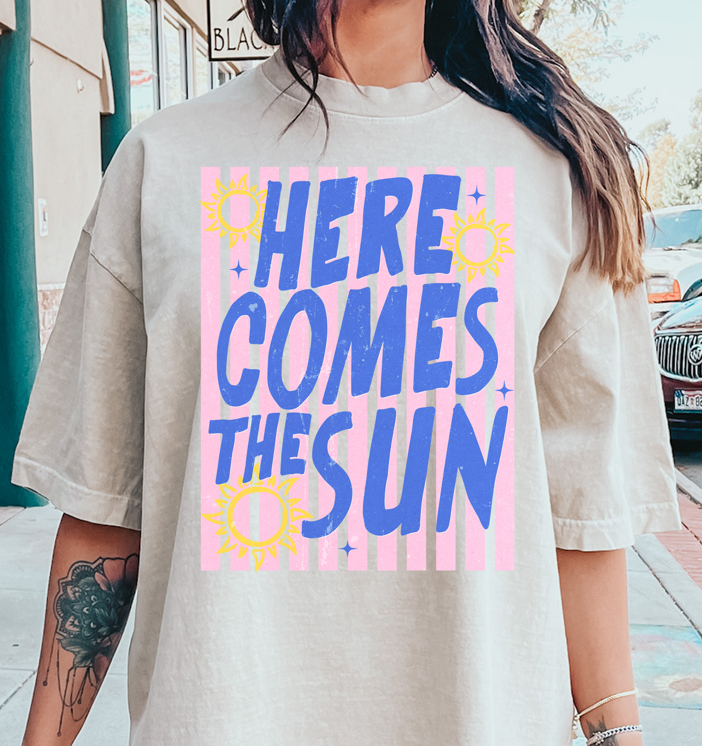 Here Comes the Sun Stripes DTF Transfer Design