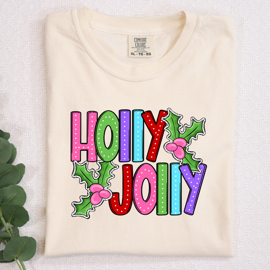 Holly Jolly colorful DTF Transfer Design