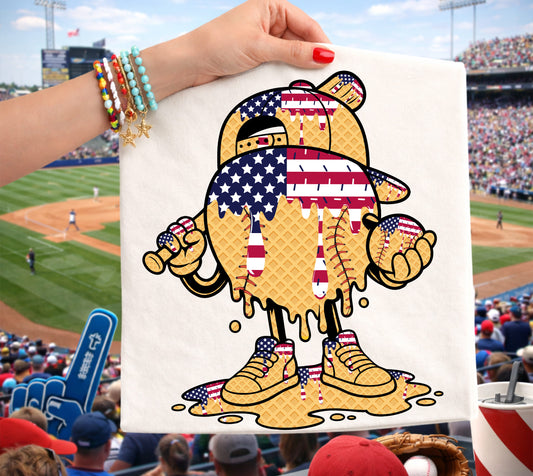 ICE DRIP Baseball 4TH OF JULY DTF Transfer Design