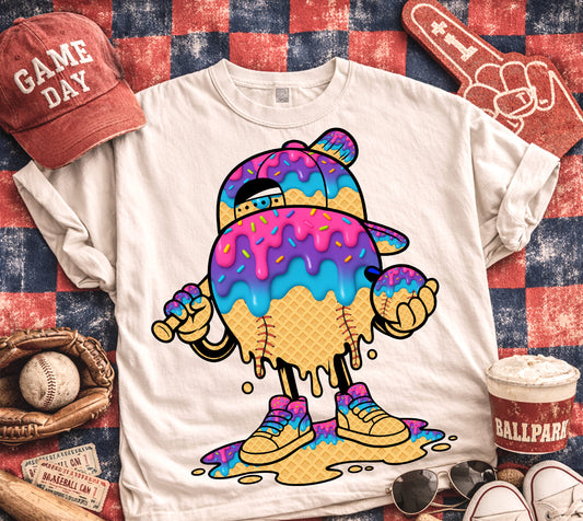 ICE DRIP baseball girl colors DTF Transfer Design