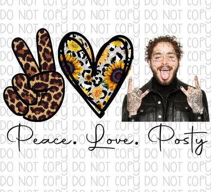 Peace, Love, Posty DTF Transfer Design
