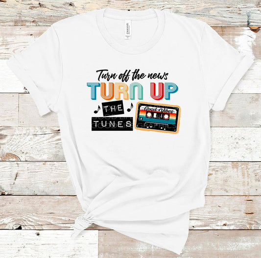 Turn off the news, turn up the tunes DTF Transfer Design