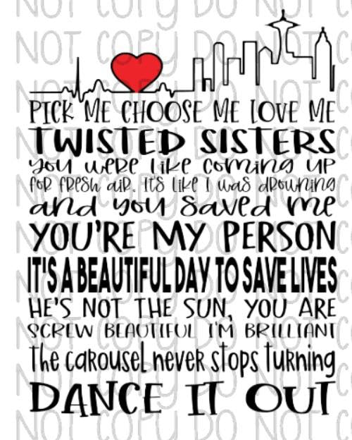 Grey’s Quotes DTF Transfer Design