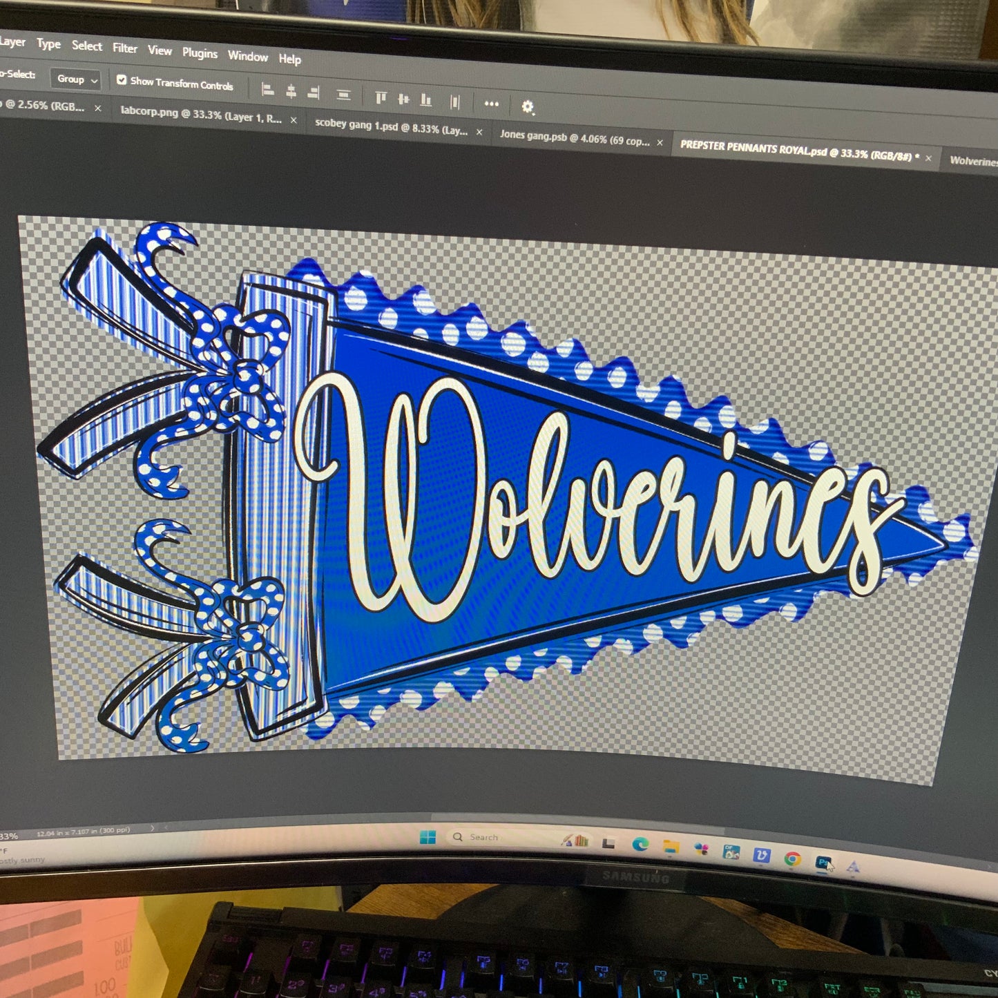 Prepster Pennant School Mascot DTF Transfer Design