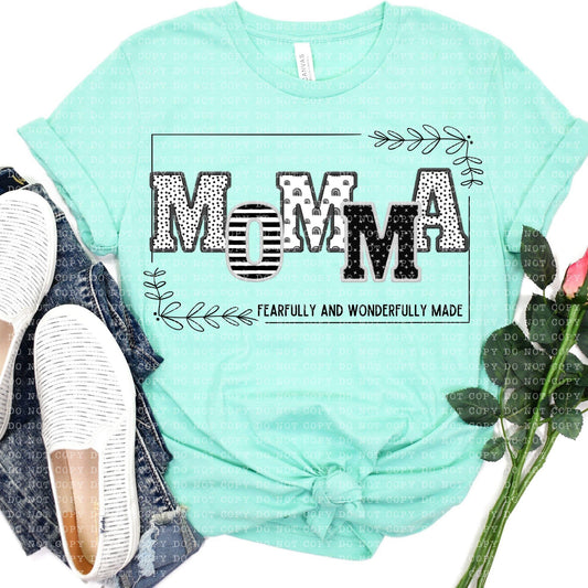 Momma Fearfully and Wonderfully Made DTF Transfer Design