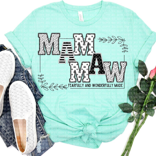 Mammaw Fearfully and Wonderfully Made DTF Transfer Design