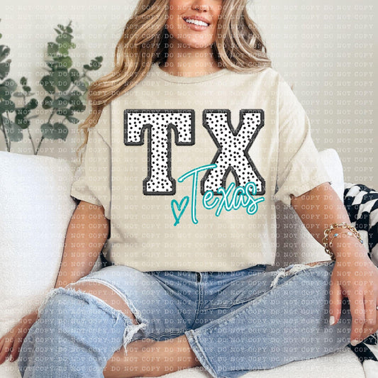 Texas Dotted Faux Embroidery DTF Transfer Design