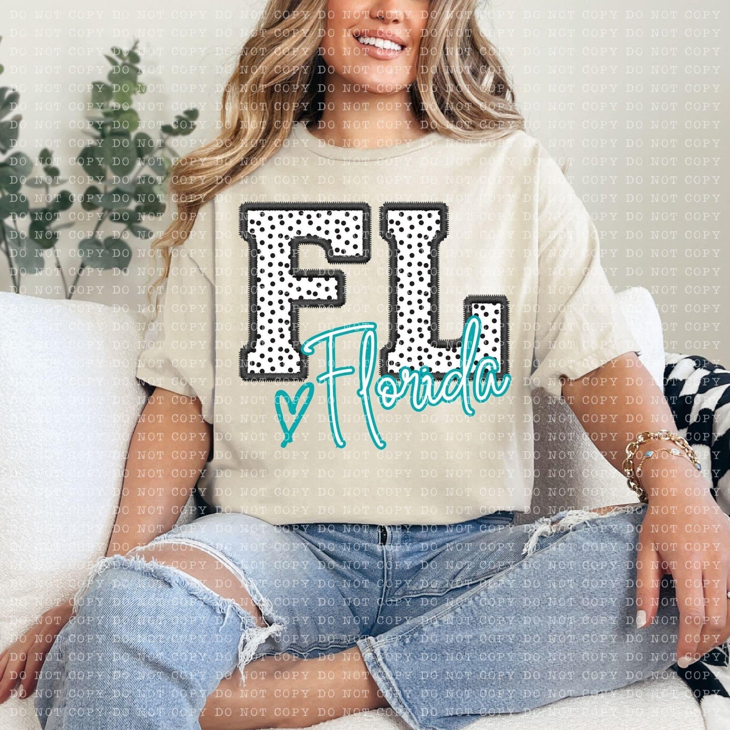 Florida Dotted Faux Embroidery DTF Transfer Design