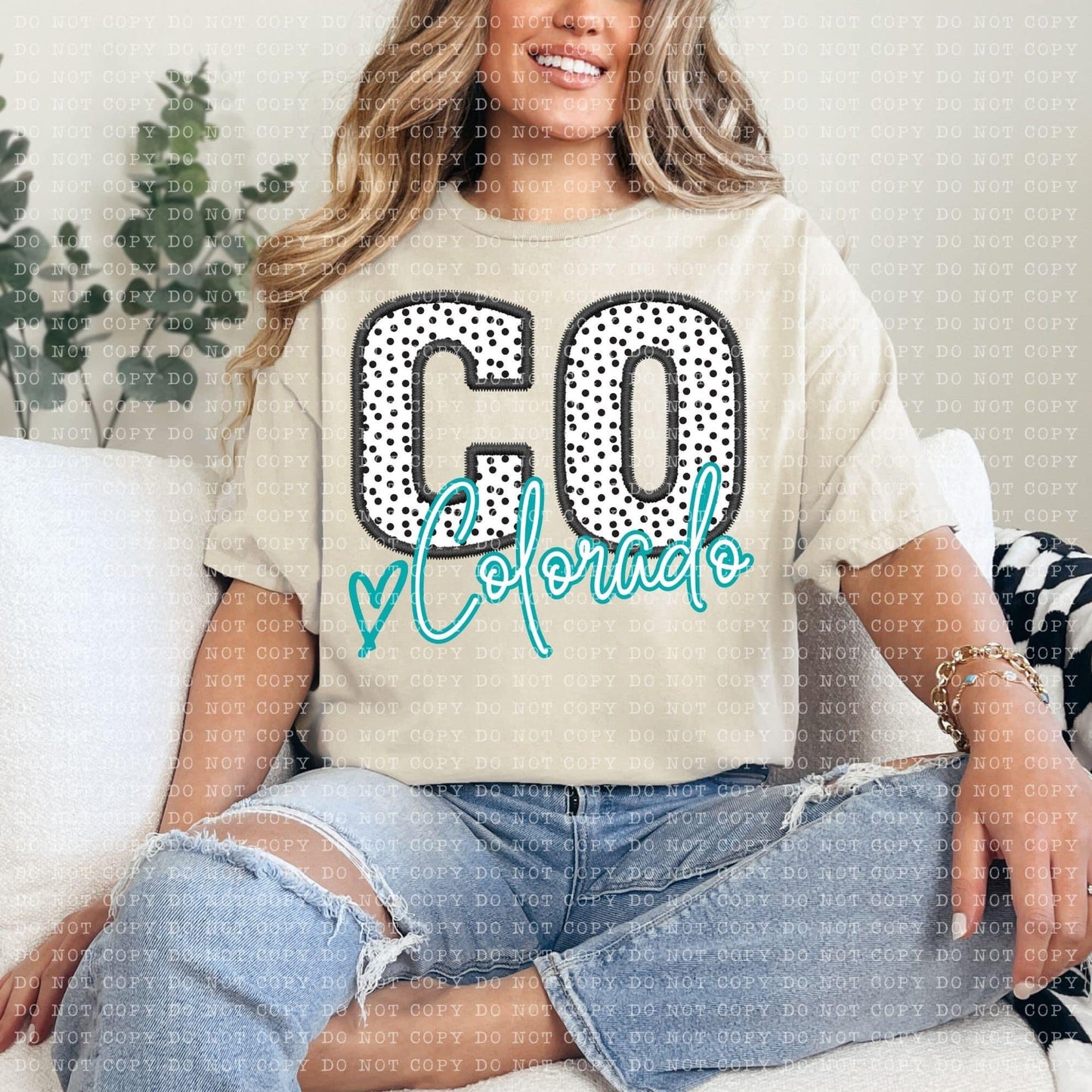 Colorado Dotted Faux Embroidery DTF Transfer Design