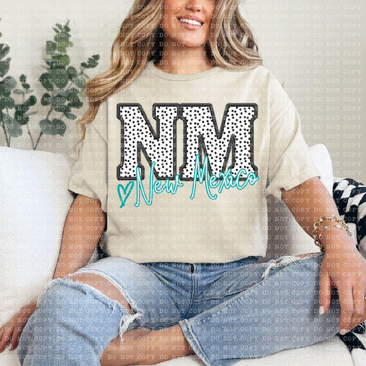 New Mexico Dotted Faux Embroidery DTF Transfer Design