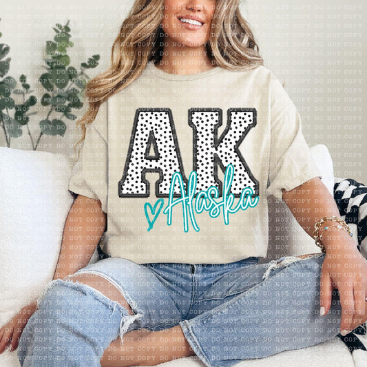 Alaska Dotted Faux Embroidery DTF Transfer Design