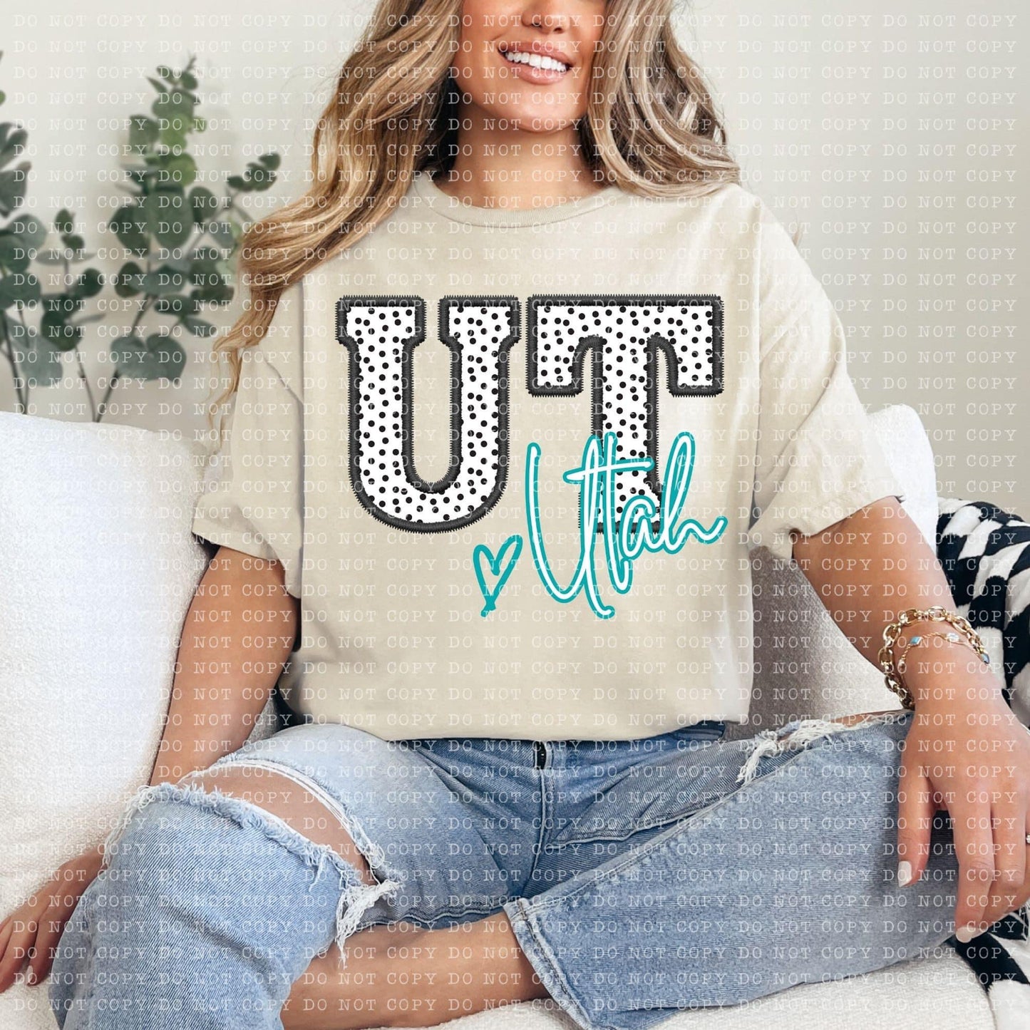 Utah Dotted Faux Embroidery DTF Transfer Design